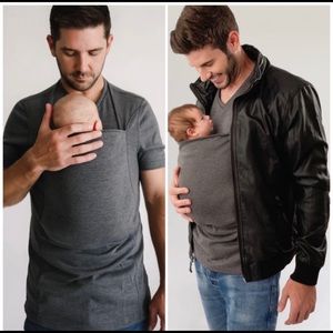 Lalabu Dad Baby Carry Pocket Tee Shirt Gray